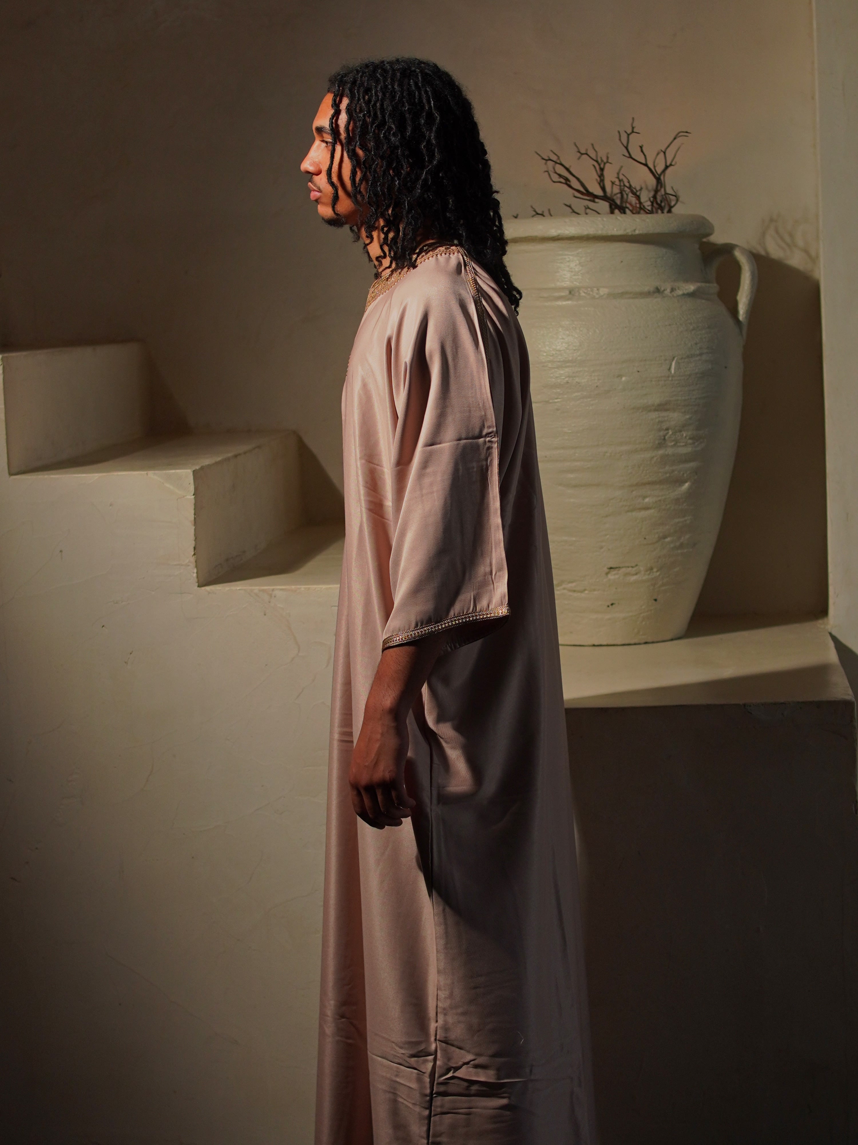 Gabardine Gandoura in Beige