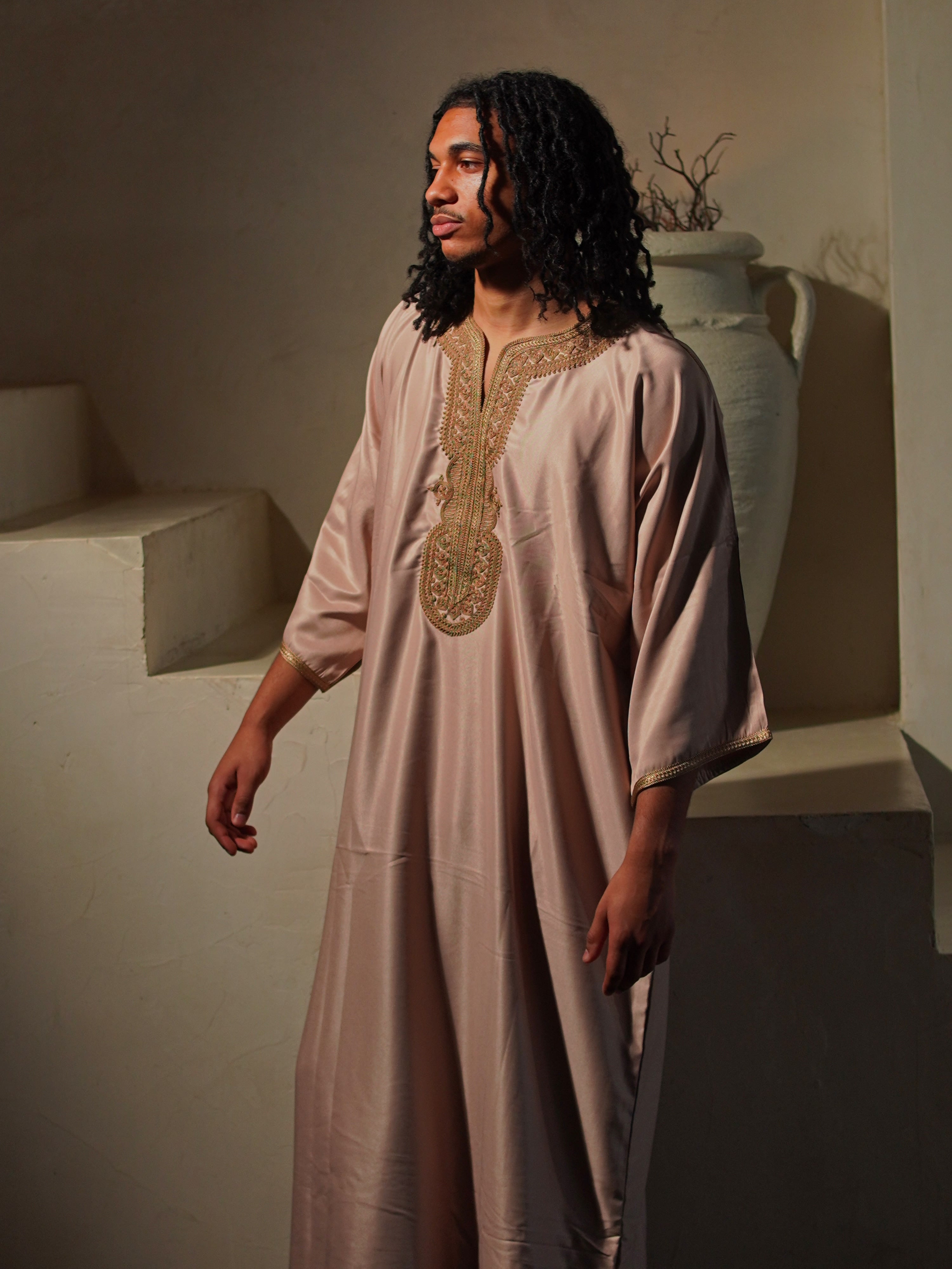 Gabardine Gandoura in Beige