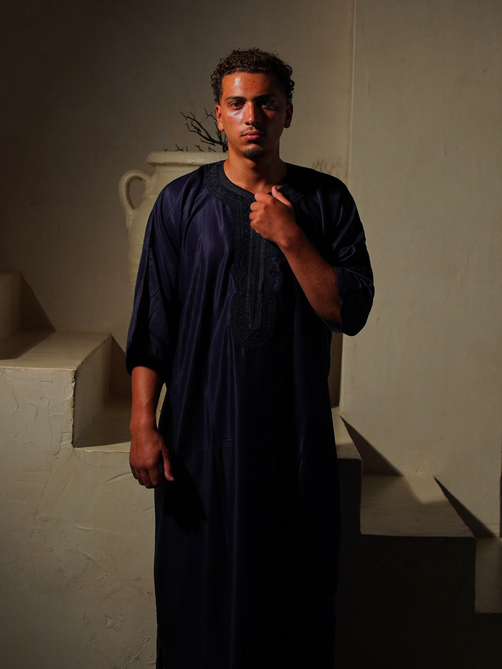 Gabardine Gandoura - Navy