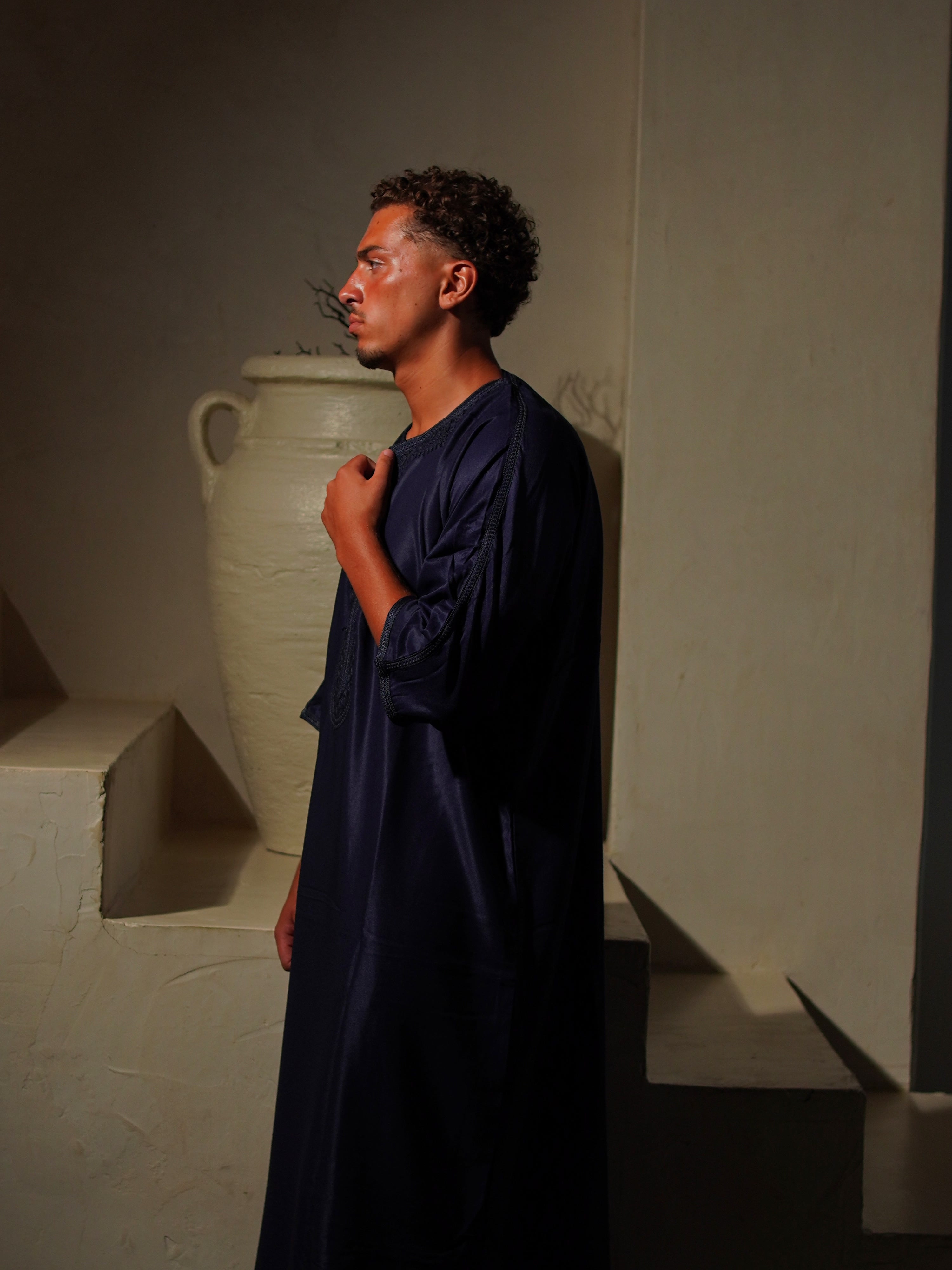 Gabardine Gandoura - Navy