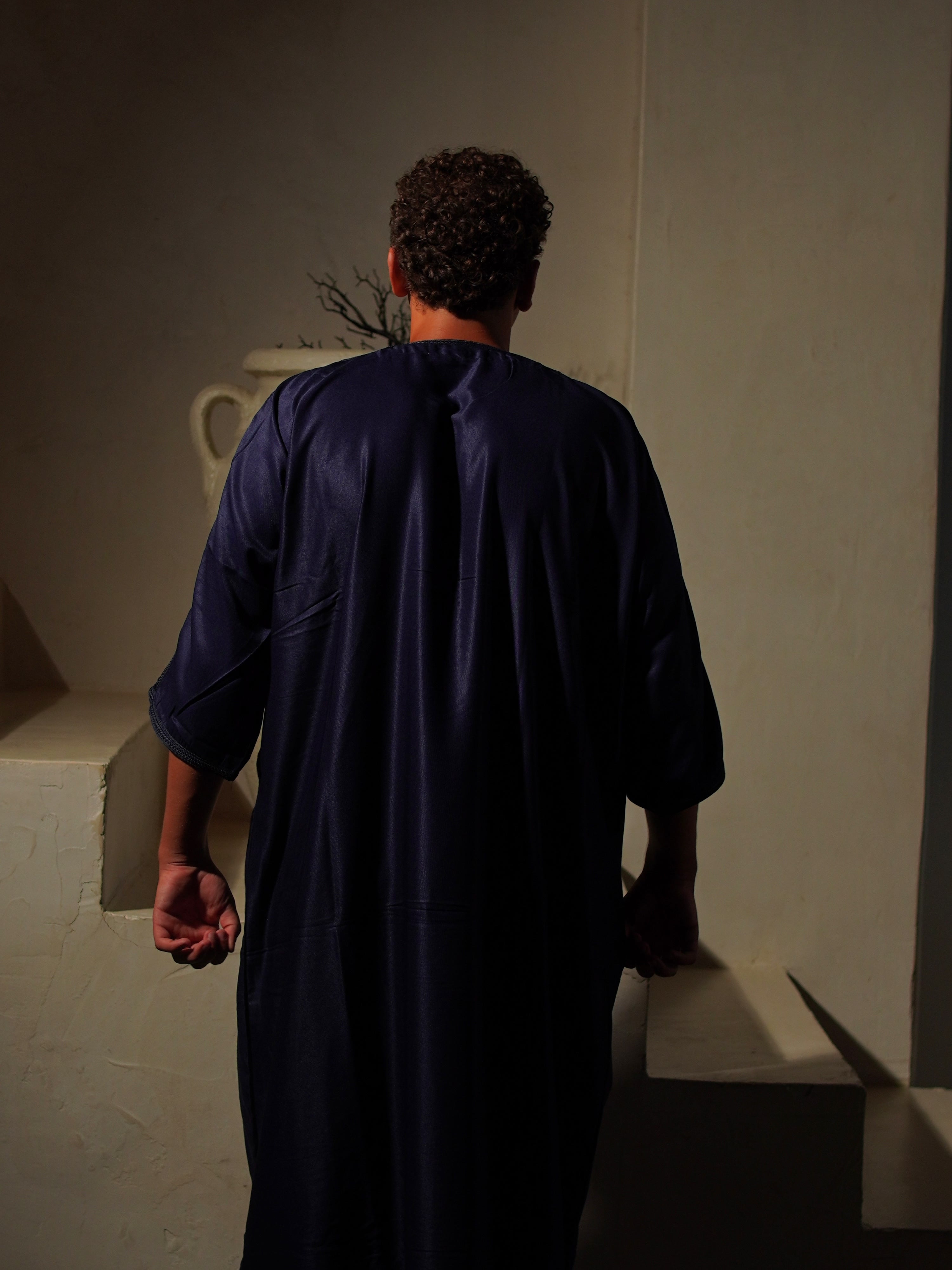 Gabardine Gandoura in Navy