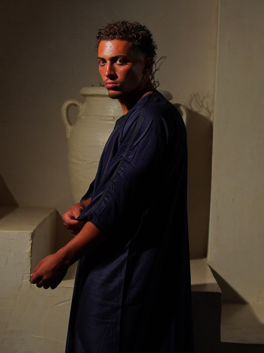 Gabardine Gandoura - Navy