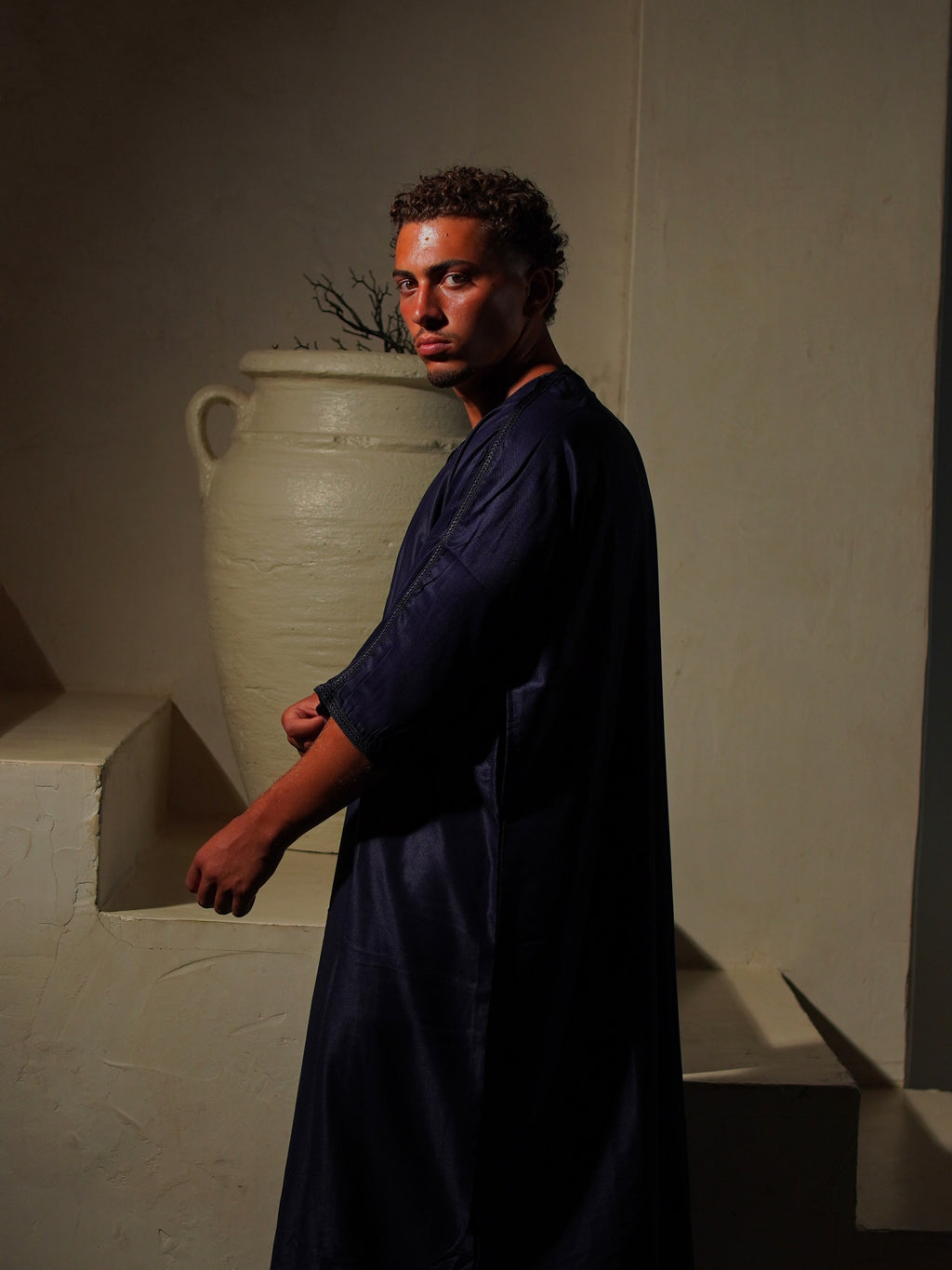 Gabardine Gandoura - Navy