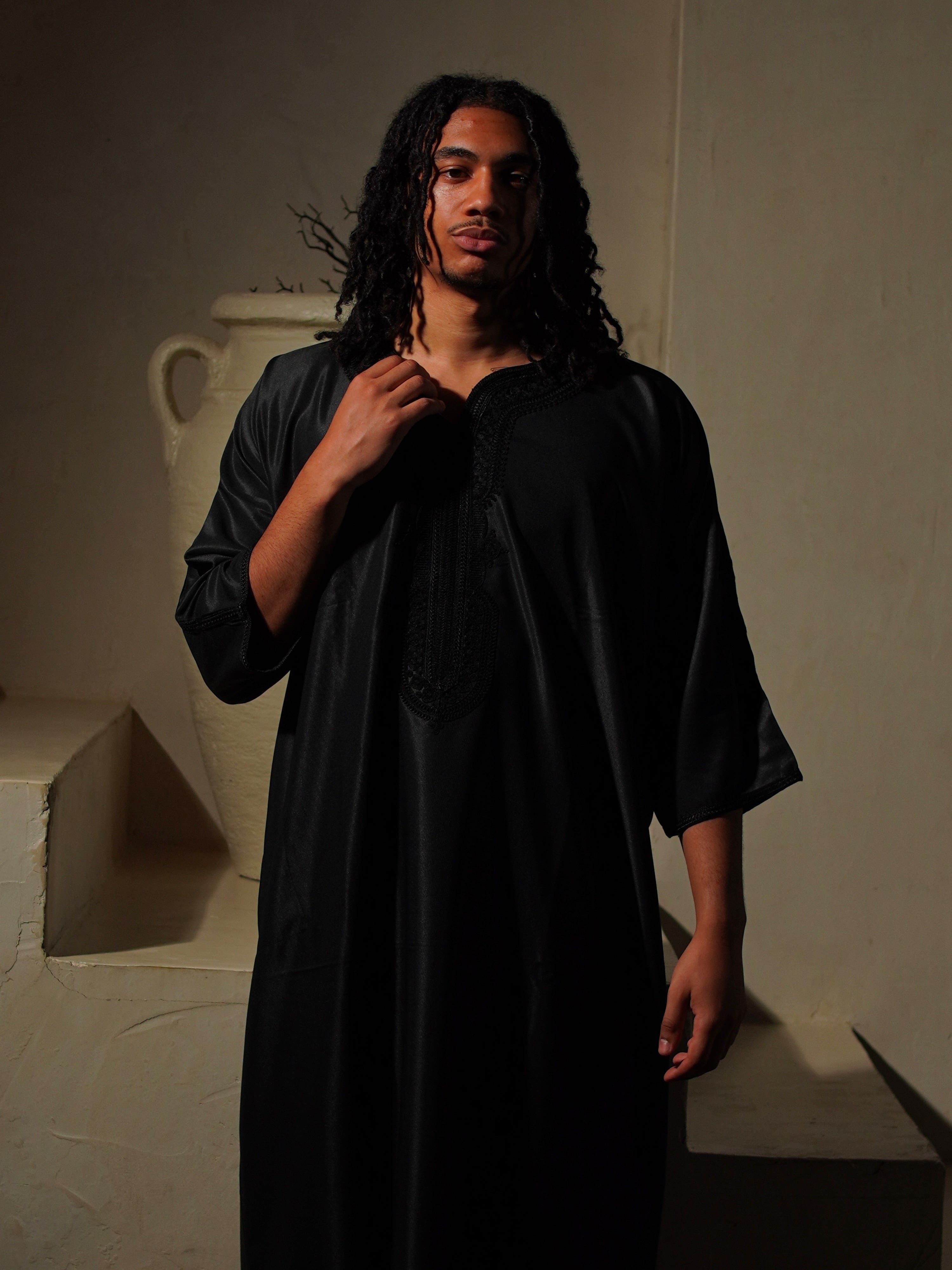 Gabardine Gandoura - Black