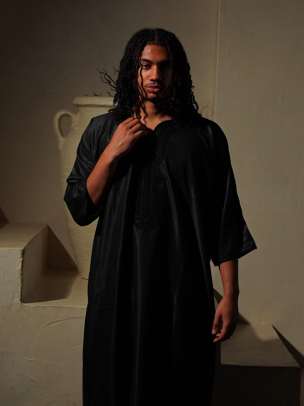 Gabardine Gandoura - Black