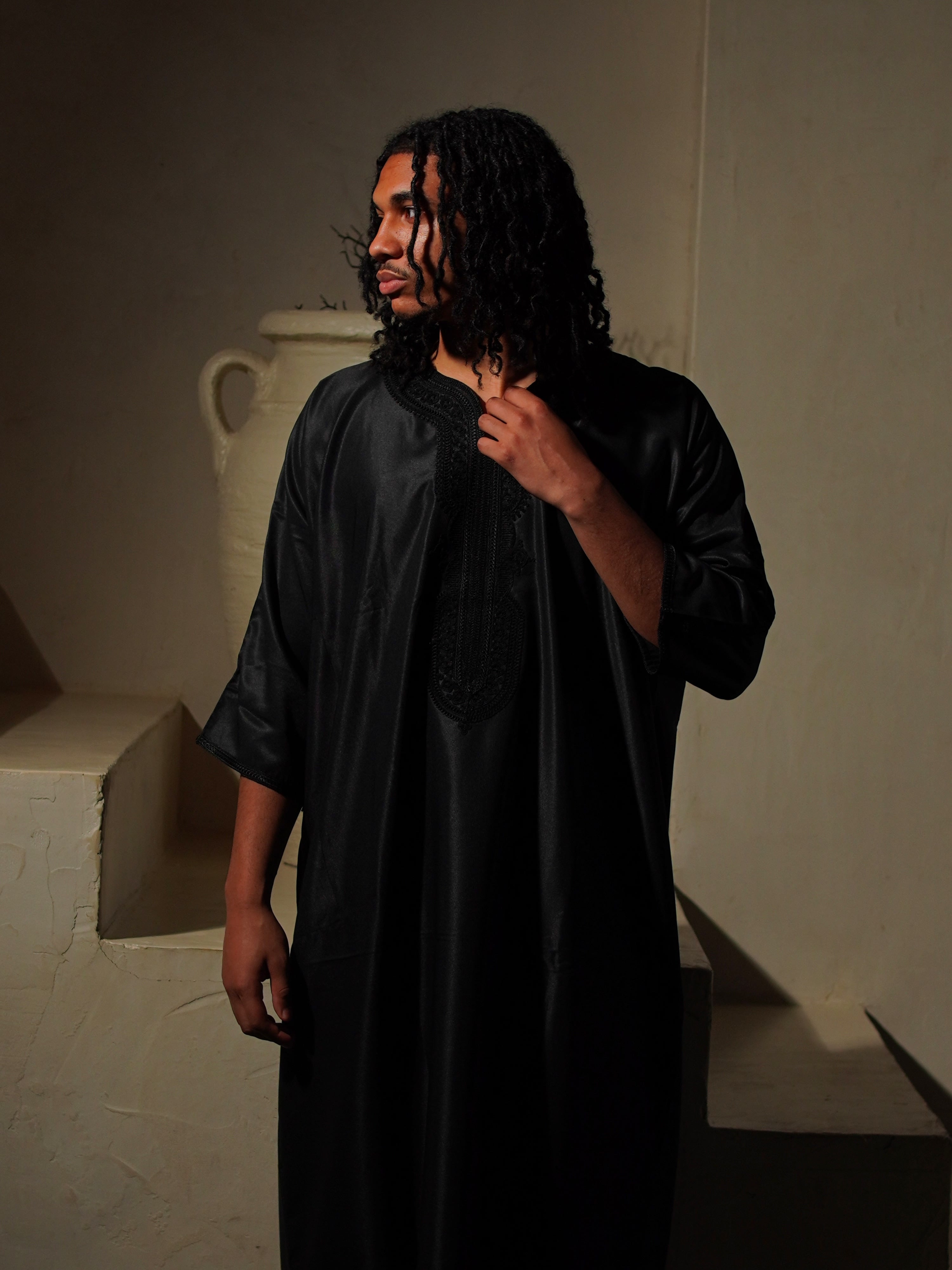 Gabardine Gandoura - Black