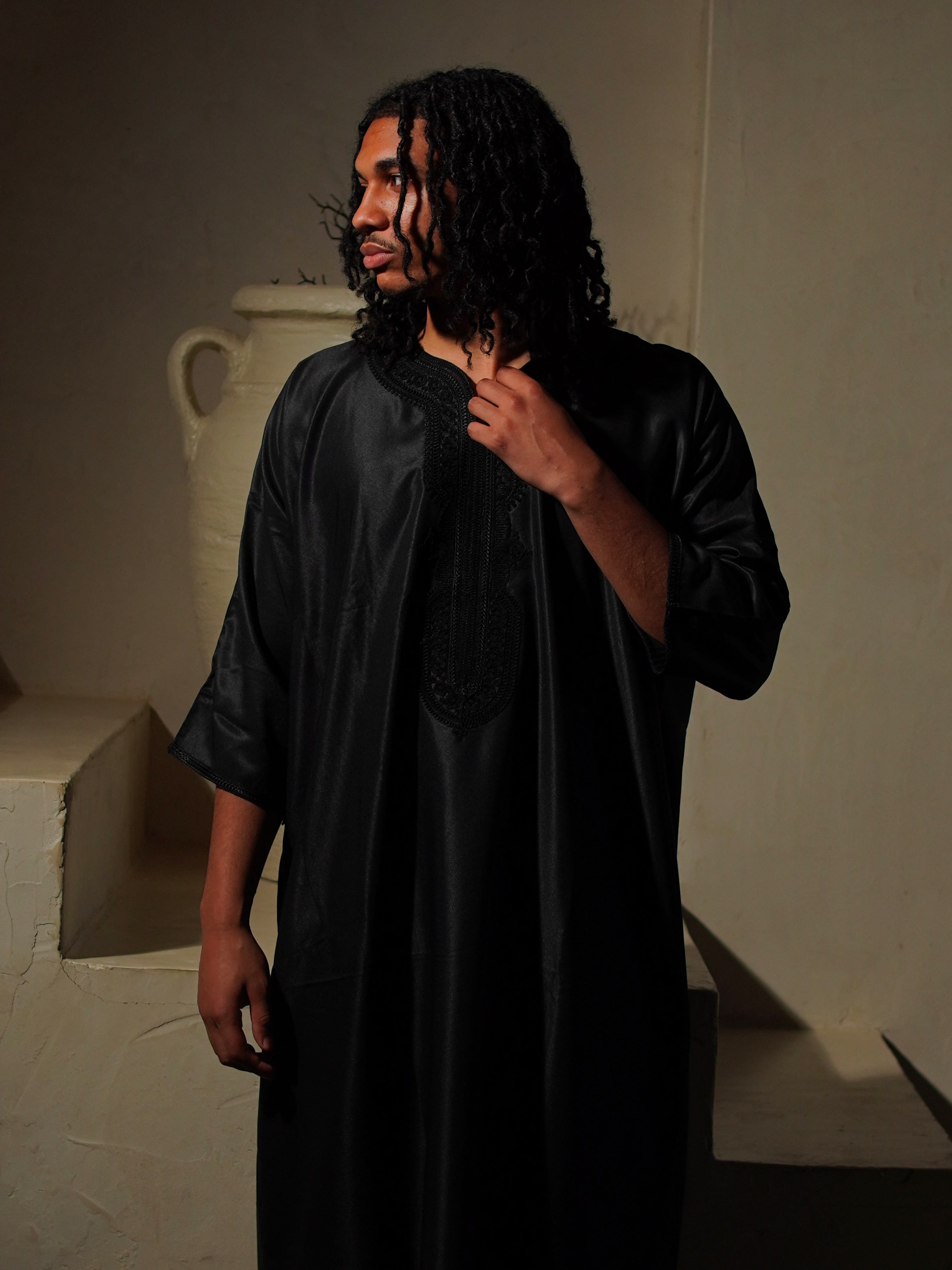 Gabardine Gandoura - Black