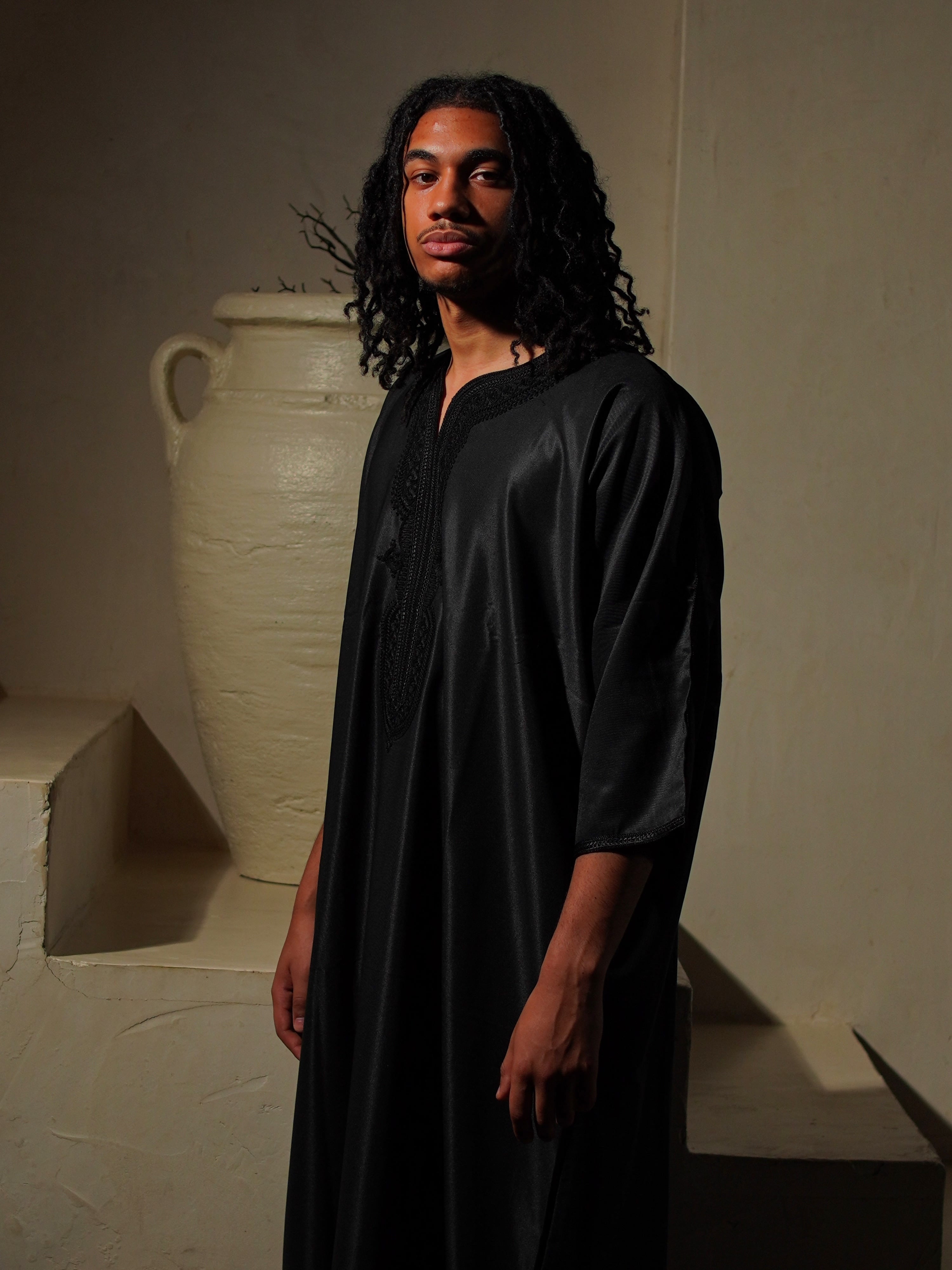 Gabardine Gandoura - Black