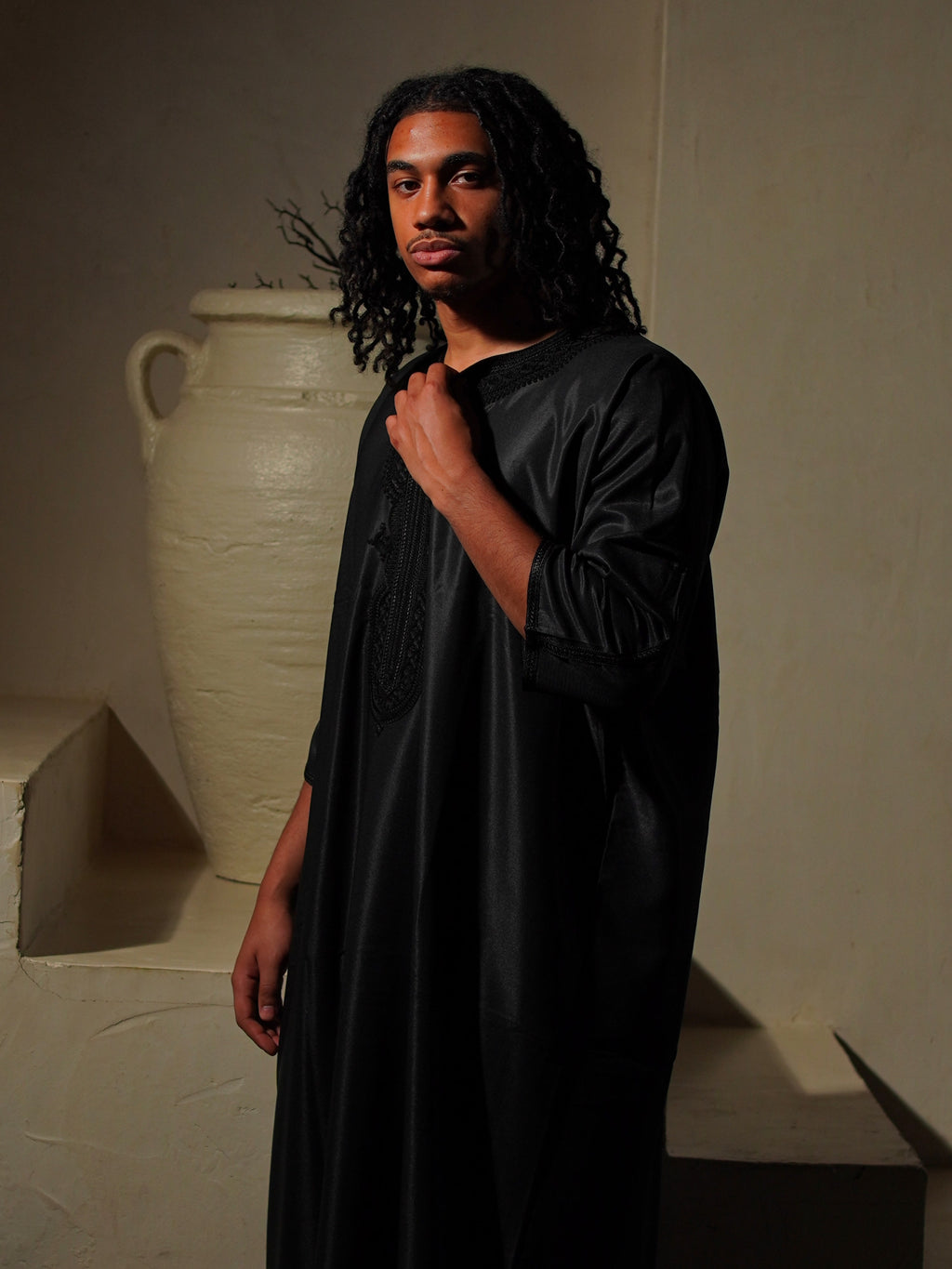 Gabardine Gandoura - Black