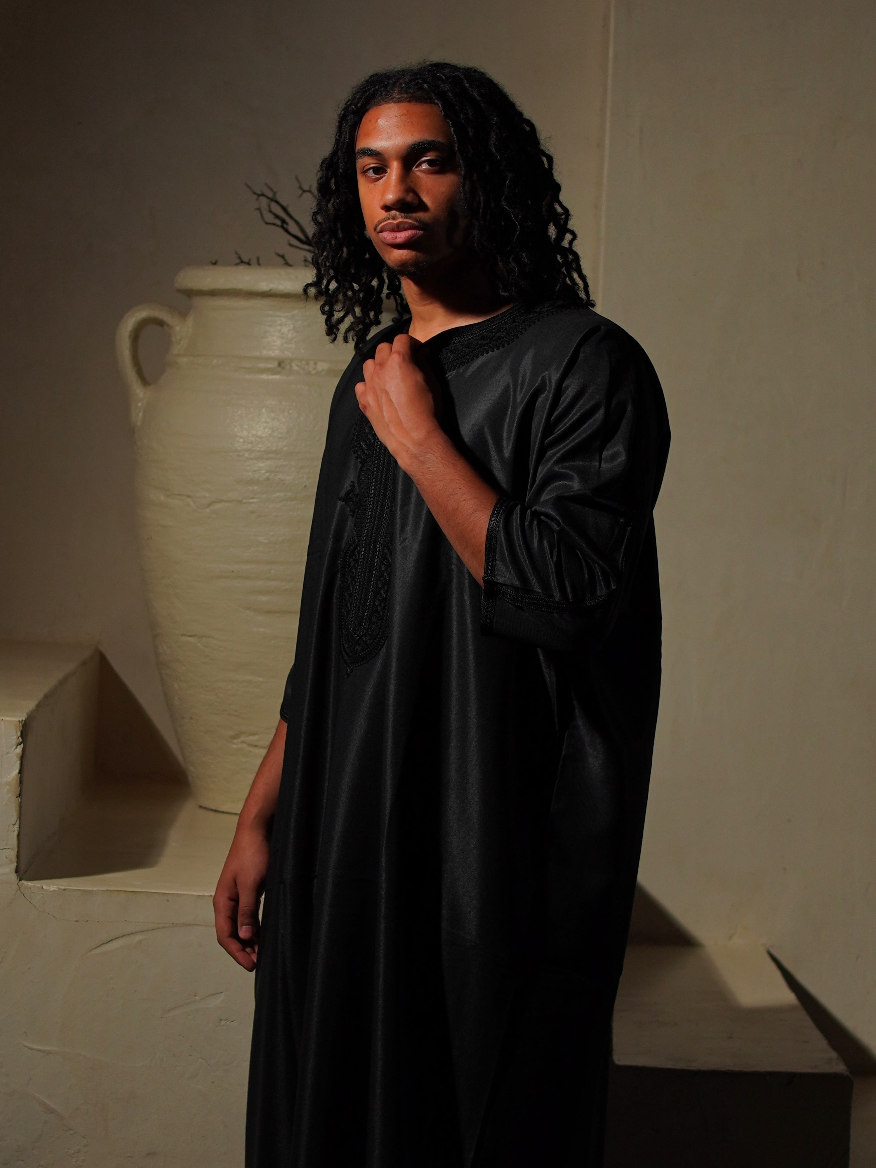 Gabardine Gandoura - Black