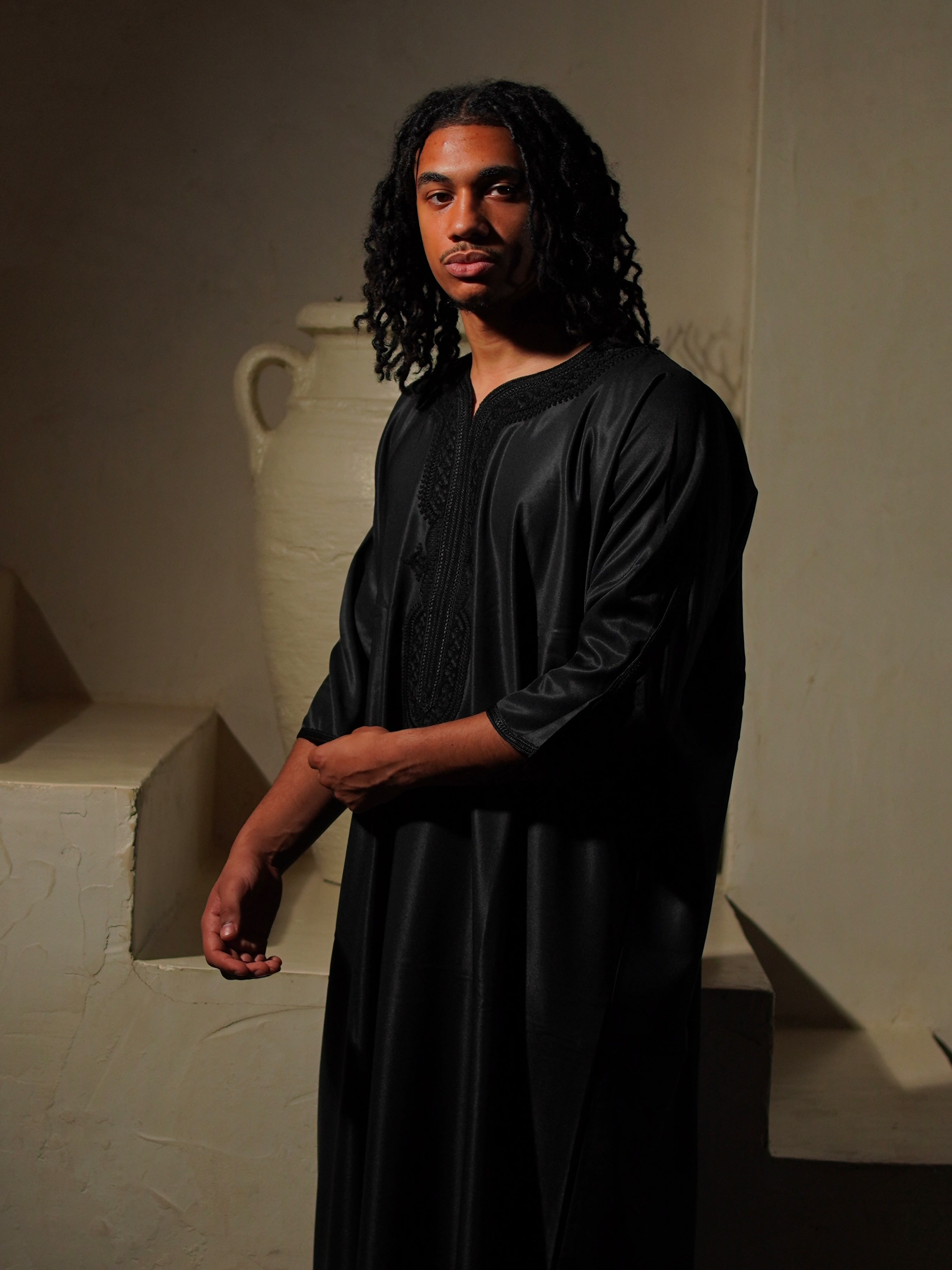 Gabardine Gandoura - Black