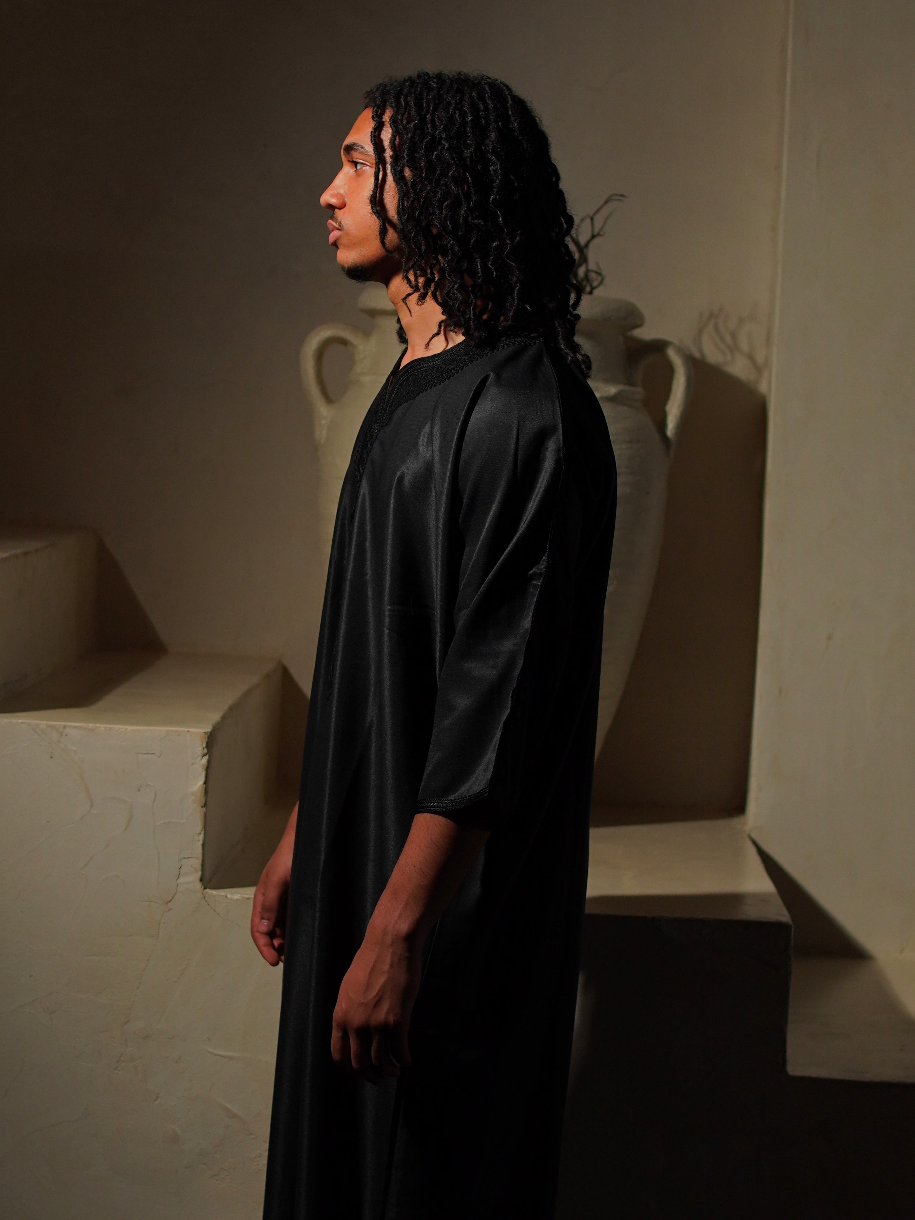 Gabardine Gandoura - Black