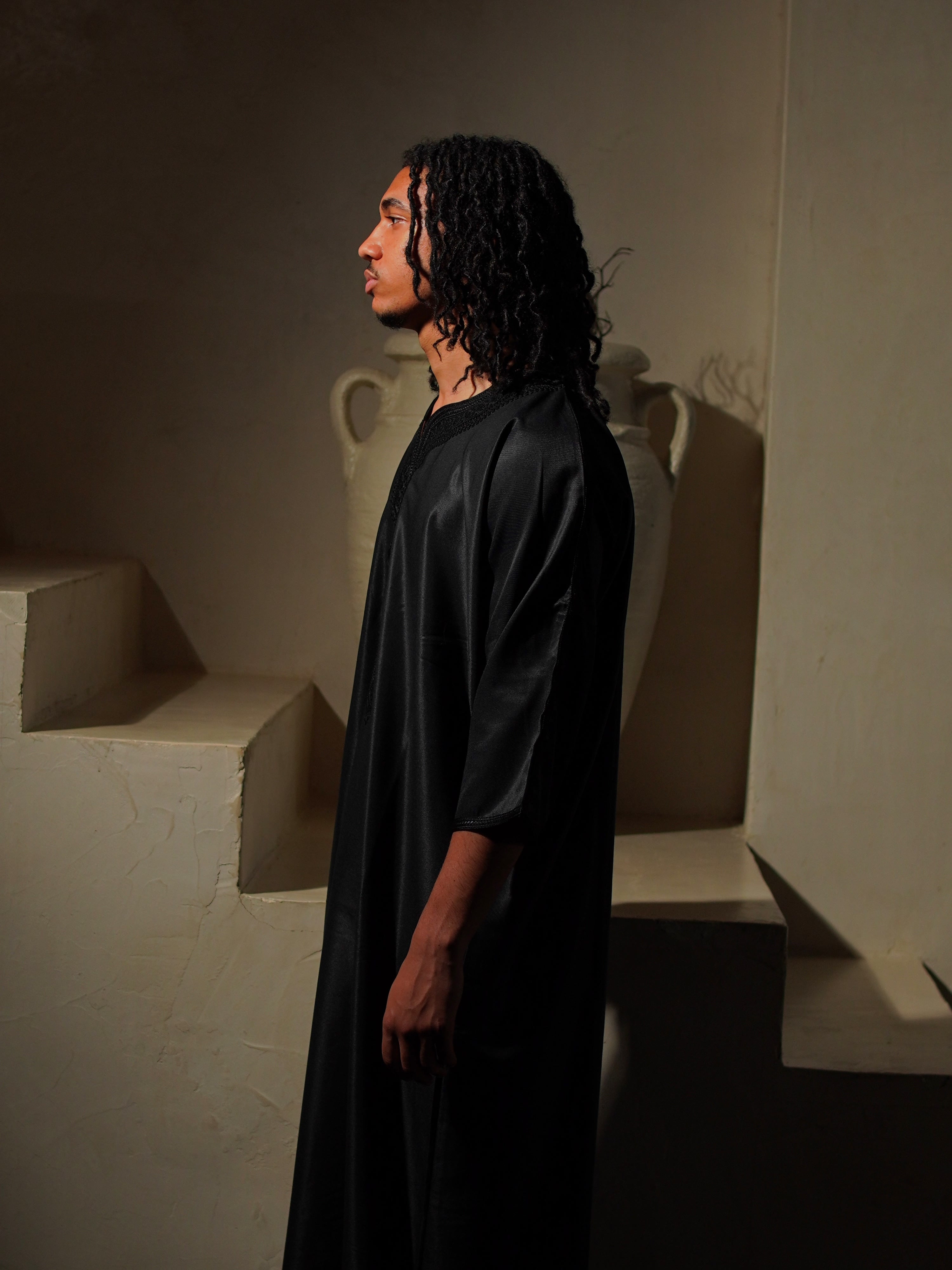 Gabardine Gandoura - Black