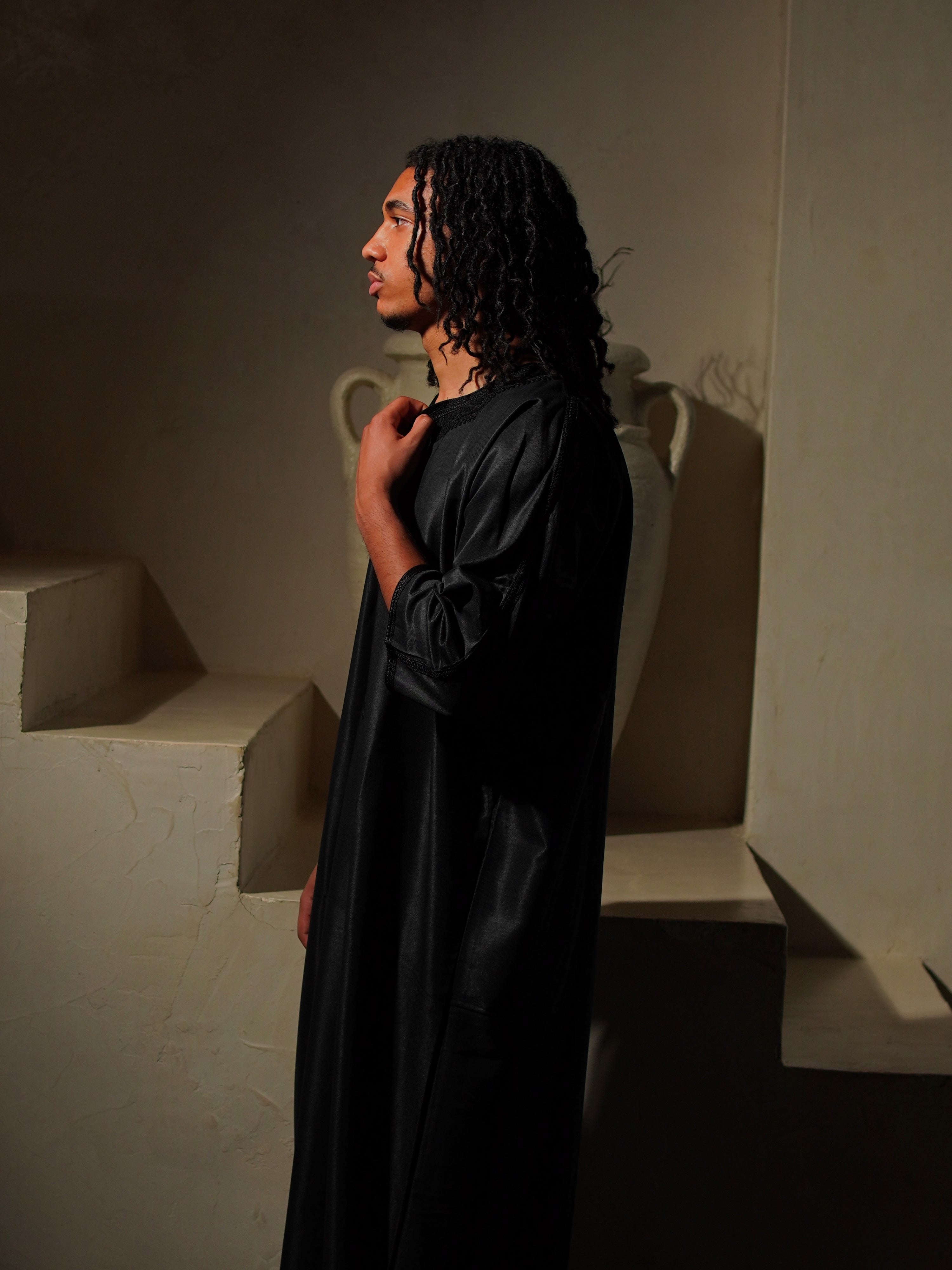 Gabardine Gandoura - Black