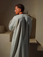 Gabardine Gandoura - White-GreenAmaanstudios | Rooted in heritage.S